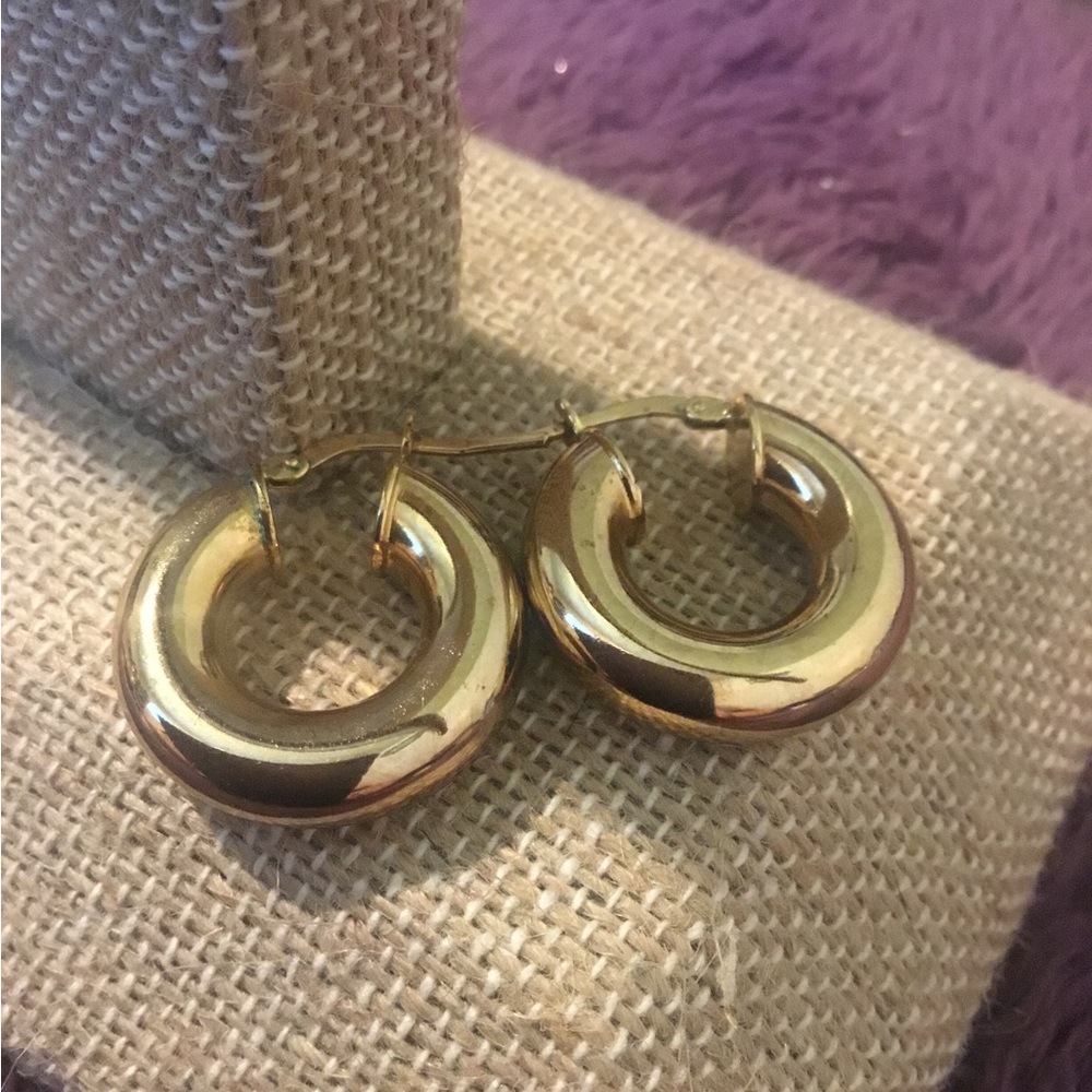 Gold over Sterling Silver Chubby Hoop Earrings